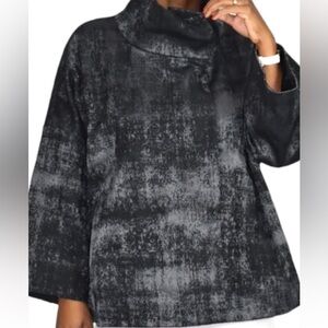 Eileen Fisher Charcoal Gray Grandeur Jacquard High Collar Jacket Woman’s XLarge